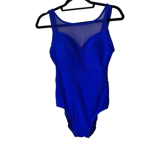 Longitude‎ blue mesh bodice one piece swimsuit. Size S - Picture 1 of 11